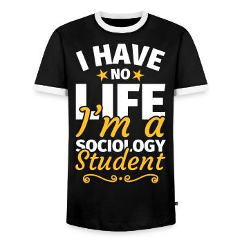 Sociology student sociologist gift saying - Men's Ringer Shirt - black/white - Front - AI Model Female 172 light (172cm) & AI Model Male 178 light (178cm)