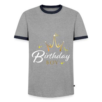 Birthday Boy - Männer Kontrast-T-Shirt - Grau/Navy  - Vorne - AI Model Female 172 light (172cm) & AI Model Male 178 light (178cm)