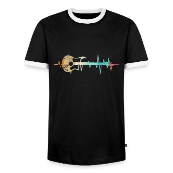 Bassist battement du cœur guitare basse guitare basse - T-shirt contrasté Homme - noir/blanc - Devant - AI Model Female 172 light (172cm) & AI Model Male 178 light (178cm)