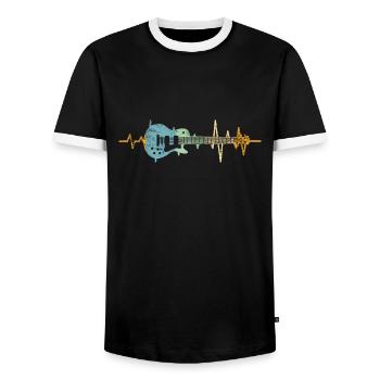Guitar player guitarist heartbeat - Men's Ringer Shirt - black/white - Front - AI Model Female 172 light (172cm) & AI Model Male 178 light (178cm)
