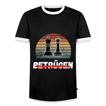 Schach Trend Chess Cheating Meme Queens Gambit - Männer Kontrast-T-Shirt - Schwarz/Weiß - Vorne - AI Model Female 172 light (172cm) & AI Model Male 178 light (178cm)
