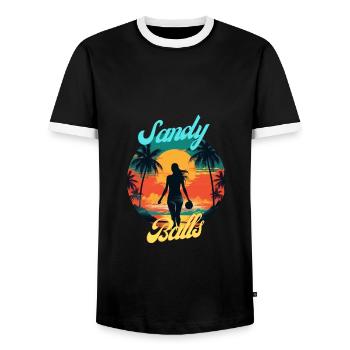 Joueurs de volleyball de plage Joueur de volleyball Sun - T-shirt contrasté Homme - noir/blanc - Devant - AI Model Female 172 light (172cm) & AI Model Male 178 light (178cm)