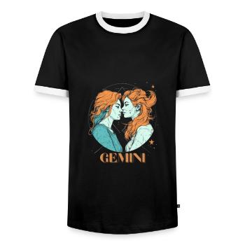 Zodiac Sign Gemini Lesbian Gay Women Design - Men's Ringer Shirt - black/white - Front - AI Model Female 172 light (172cm) & AI Model Male 178 light (178cm)