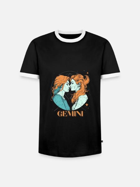Zodiac Sign Gemini Lesbian Gay Women Design - T-shirt contrasté Homme - noir/blanc