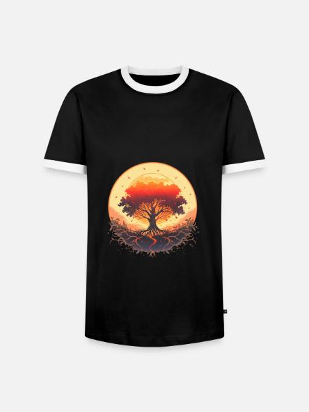 Træ af livscyklus for fødsel og vækst - Herre kontrast-T-shirt - sort/hvid