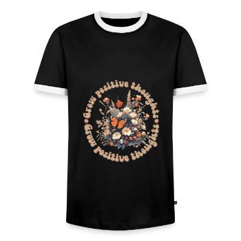 Laissez les pensées positives pousser des insectes de fleurs sauvages - T-shirt contrasté Homme - noir/blanc - Devant - AI Model Female 172 light (172cm) & AI Model Male 178 light (178cm)