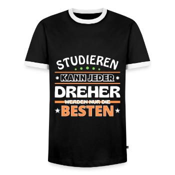 Studieren kann jeder Dreher sind die Besten - Männer Kontrast-T-Shirt - Schwarz/Weiß - Vorne - AI Model Female 172 light (172cm) & AI Model Male 178 light (178cm)