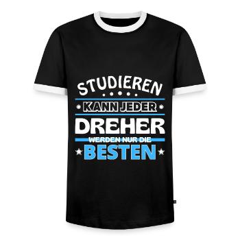 Studieren kann jeder Dreher sind die Besten - Männer Kontrast-T-Shirt - Schwarz/Weiß - Vorne - AI Model Female 172 light (172cm) & AI Model Male 178 light (178cm)
