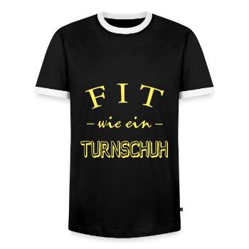 Fit wie ein Turnschuh, Spruch, Fitness - Männer Kontrast-T-Shirt - Schwarz/Weiß - Vorne - AI Model Female 172 light (172cm) & AI Model Male 178 light (178cm)