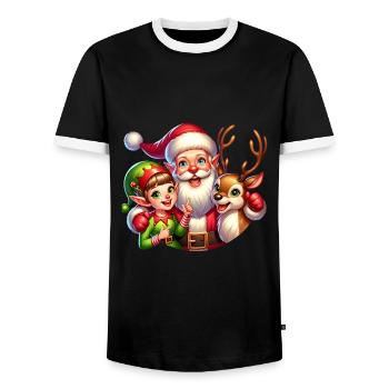Santa Claus Christmas - Men's Ringer Shirt - black/white - Front - AI Model Female 172 light (172cm) & AI Model Male 178 light (178cm)