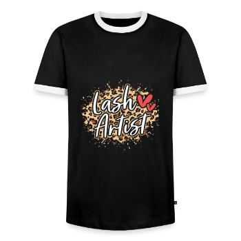 Kosmetik Make-up Kosmetikerin - Männer Kontrast-T-Shirt - Schwarz/Weiß - Vorne - AI Model Female 172 light (172cm) & AI Model Male 178 light (178cm)