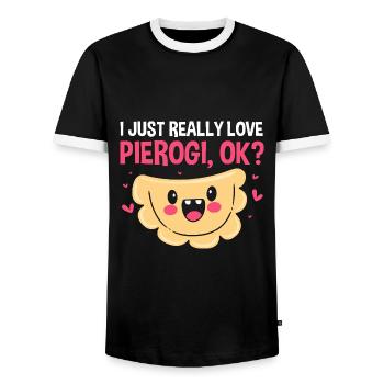 Pierogi Poland Polish - Men's Ringer Shirt - black/white - Front - AI Model Female 172 light (172cm) & AI Model Male 178 light (178cm)