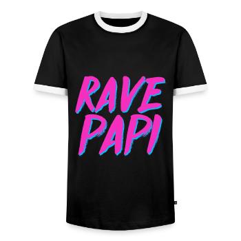 Rave Dad Techno House Electro Festival Hardstyle - Männer Kontrast-T-Shirt - Schwarz/Weiß - Vorne - AI Model Female 172 light (172cm) & AI Model Male 178 light (178cm)