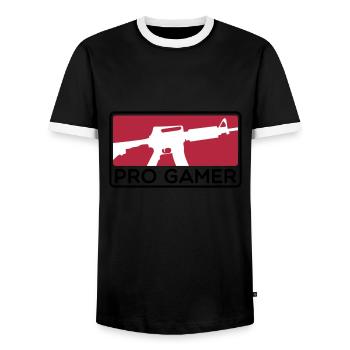 M4 PRO GAMER - Men's Ringer Shirt - black/white - Front - AI Model Female 172 light (172cm) & AI Model Male 178 light (178cm)