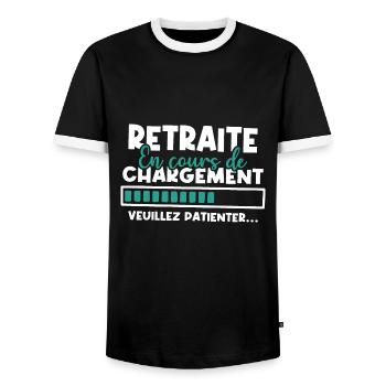 Retraite en cours de chargement - T-shirt contrasté Homme - noir/blanc - Devant - AI Model Female 172 light (172cm) & AI Model Male 178 light (178cm)