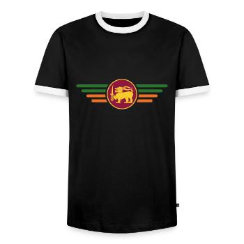 J’aime le Sri Lanka, T-shirt design de style élégance - T-shirt contrasté Homme - noir/blanc - Devant - AI Model Female 172 light (172cm) & AI Model Male 178 light (178cm)