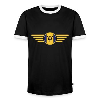 Ich liebe Barbados, Eleganz Stil Design T-Shirt - Männer Kontrast-T-Shirt - Schwarz/Weiß - Vorne - AI Model Female 172 light (172cm) & AI Model Male 178 light (178cm)