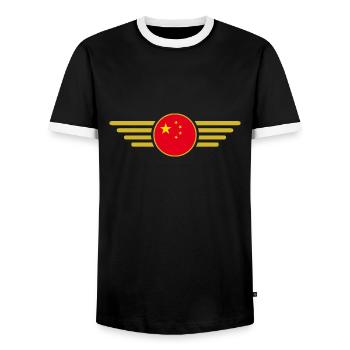 I Love China, Elegance Style Design T-Shirt - Men's Ringer Shirt - black/white - Front - AI Model Female 172 light (172cm) & AI Model Male 178 light (178cm)