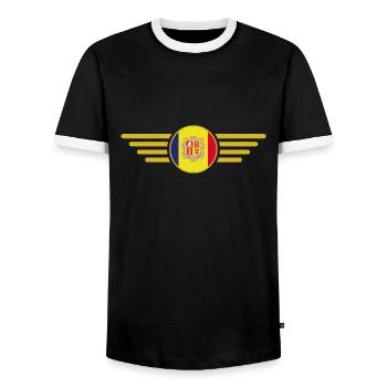 Ich liebe Andorra, Eleganz Stil Design T-Shirt - Männer Kontrast-T-Shirt - Schwarz/Weiß - Vorne - AI Model Female 172 light (172cm) & AI Model Male 178 light (178cm)
