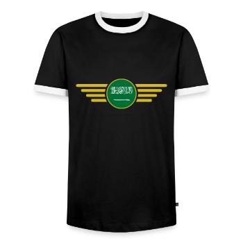 J’adore l’Arabie Saoudite, l’élégance style design T-Shi - T-shirt contrasté Homme - noir/blanc - Devant - AI Model Female 172 light (172cm) & AI Model Male 178 light (178cm)