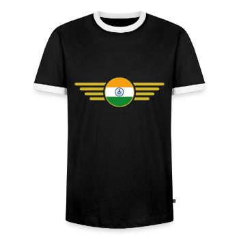 I Love India, Style Design T-Shirt - Men's Ringer Shirt - black/white - Front - AI Model Female 172 light (172cm) & AI Model Male 178 light (178cm)