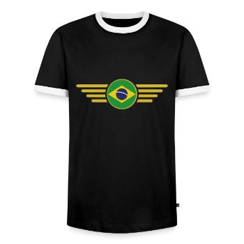 J’aime le Brésil, T-shirt design de style élégance - T-shirt contrasté Homme - noir/blanc - Devant - AI Model Female 172 light (172cm) & AI Model Male 178 light (178cm)