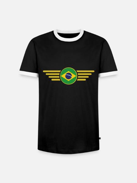 I Love Brazil, koszulka w stylu elegancji - Koszulka męska z kontrastowymi wstawkami - czarny/biały