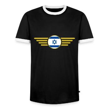 I Love Israel Elegance Style Design T-Shirt - Men's Ringer Shirt - black/white - Front - AI Model Female 172 light (172cm) & AI Model Male 178 light (178cm)
