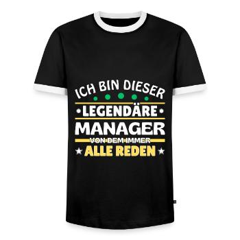 Ich bin dieser legendäre Manager - Männer Kontrast-T-Shirt - Schwarz/Weiß - Vorne - AI Model Female 172 light (172cm) & AI Model Male 178 light (178cm)