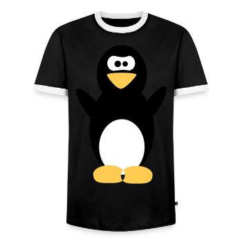 pingouin - T-shirt contrasté Homme - noir/blanc - Devant - AI Model Female 172 light (172cm) & AI Model Male 178 light (178cm)