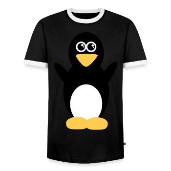 pingouin - T-shirt contrasté Homme - noir/blanc - Devant - AI Model Female 172 light (172cm) & AI Model Male 178 light (178cm)