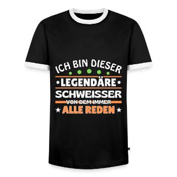 Ich bin dieser legendäre Schweißer - Männer Kontrast-T-Shirt - Schwarz/Weiß - Vorne - AI Model Female 172 light (172cm) & AI Model Male 178 light (178cm)