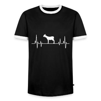 Goat Heartbeat Goat Goat Goat Breeding - Men's Ringer Shirt - black/white - Front - AI Model Female 172 light (172cm) & AI Model Male 178 light (178cm)