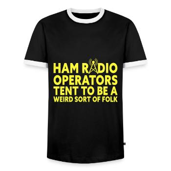 Funny Ham Radio Operators Amateur Radio - Men's Ringer Shirt - black/white - Front - AI Model Female 172 light (172cm) & AI Model Male 178 light (178cm)