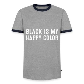 Schwarz ist meine glückliche Farbe - Männer Kontrast-T-Shirt - Grau/Navy  - Vorne - AI Model Female 172 light (172cm) & AI Model Male 178 light (178cm)