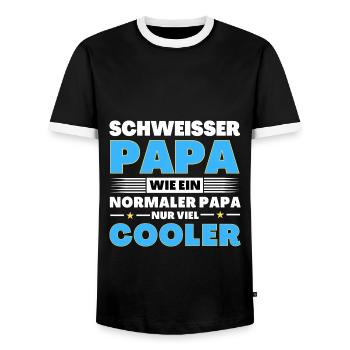 Schweißer Papa wie ein normaler nur viel cooler - Männer Kontrast-T-Shirt - Schwarz/Weiß - Vorne - AI Model Female 172 light (172cm) & AI Model Male 178 light (178cm)