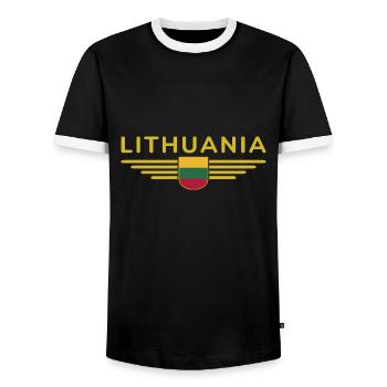 Lithuania T-Shirt – Pride and Style - Men's Ringer Shirt - black/white - Front - AI Model Female 172 light (172cm) & AI Model Male 178 light (178cm)