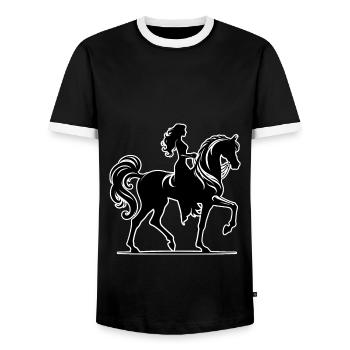 Arabian Horse Woman - Men's Ringer Shirt - black/white - Front - AI Model Female 172 light (172cm) & AI Model Male 178 light (178cm)