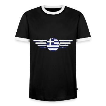 ich liebe Griechenland, Stil Design T-Shirt - Männer Kontrast-T-Shirt - Schwarz/Weiß - Vorne - AI Model Female 172 light (172cm) & AI Model Male 178 light (178cm)