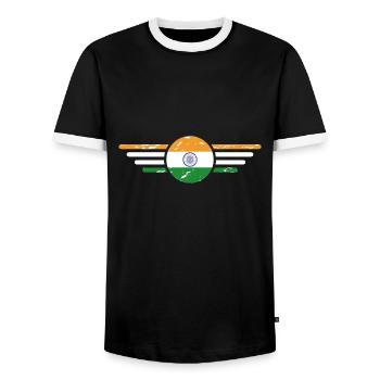 I Love India, Style Design T-Shirt - Men's Ringer Shirt - black/white - Front - AI Model Female 172 light (172cm) & AI Model Male 178 light (178cm)