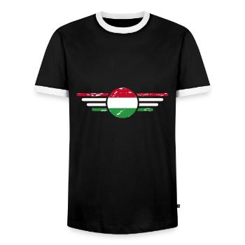 I Love Hungary, Elegance Style Design T-Shirt - Men's Ringer Shirt - black/white - Front - AI Model Female 172 light (172cm) & AI Model Male 178 light (178cm)