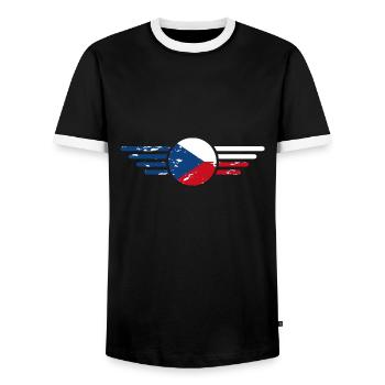 Ich liebe Tschechien, Eleganz Stil Design T-Shirt - Männer Kontrast-T-Shirt - Schwarz/Weiß - Vorne - AI Model Female 172 light (172cm) & AI Model Male 178 light (178cm)