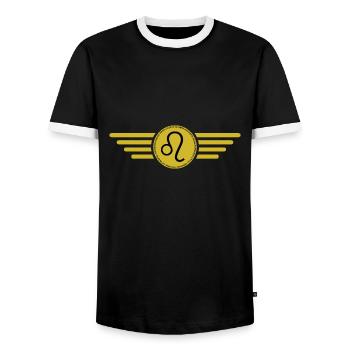 Sternzeichen Löwe, exklusives T-Shirt Design - Männer Kontrast-T-Shirt - Schwarz/Weiß - Vorne - AI Model Female 172 light (172cm) & AI Model Male 178 light (178cm)