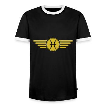 Sternzeichen Fische, exklusives T-Shirt Design - Männer Kontrast-T-Shirt - Schwarz/Weiß - Vorne - AI Model Female 172 light (172cm) & AI Model Male 178 light (178cm)