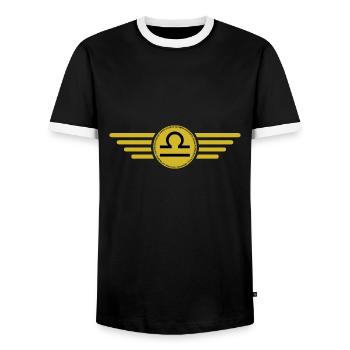 Zodiac sign Libra, exclusive T-shirt design - Men's Ringer Shirt - black/white - Front - AI Model Female 172 light (172cm) & AI Model Male 178 light (178cm)