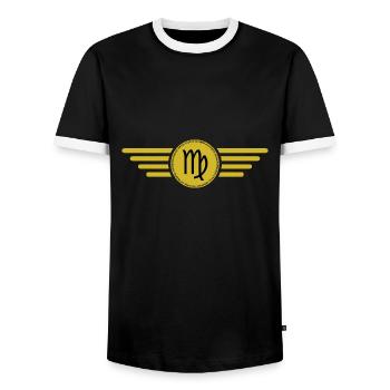 Sternzeichen Jungfrau, exklusives T-Shirt Design - Männer Kontrast-T-Shirt - Schwarz/Weiß - Vorne - AI Model Female 172 light (172cm) & AI Model Male 178 light (178cm)
