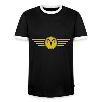 Signe du zodiaque Bélier, design exclusif de t-shirt - T-shirt contrasté Homme - noir/blanc - Devant - AI Model Female 172 light (172cm) & AI Model Male 178 light (178cm)