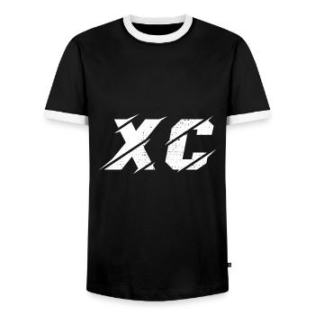 Cross Country XC - Men's Ringer Shirt - black/white - Front - AI Model Female 172 light (172cm) & AI Model Male 178 light (178cm)