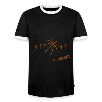 Basketball, Player, heartbeat, Streetball - Männer Kontrast-T-Shirt - Schwarz/Weiß - Vorne - AI Model Female 172 light (172cm) & AI Model Male 178 light (178cm)