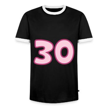 30e anniversaire 30 ans - T-shirt contrasté Homme - noir/blanc - Devant - AI Model Female 172 light (172cm) & AI Model Male 178 light (178cm)